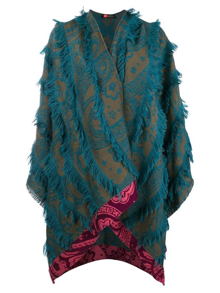 Etro fringed printed cape - Green