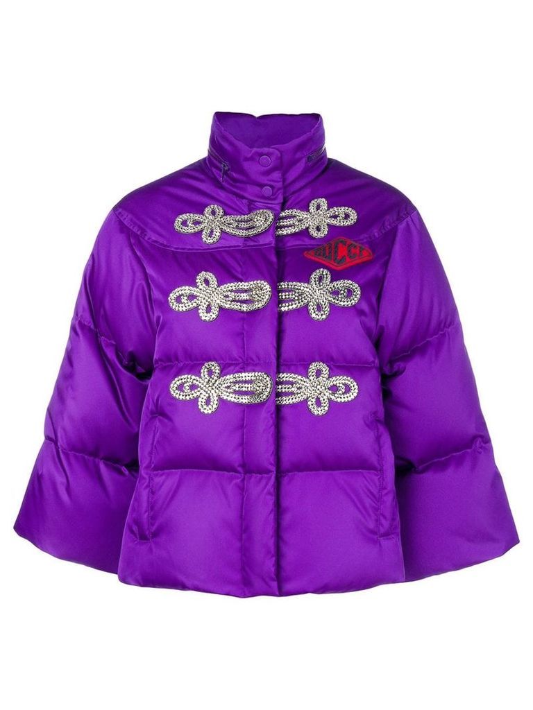 Gucci crystal-embellished puffer jacket - Purple
