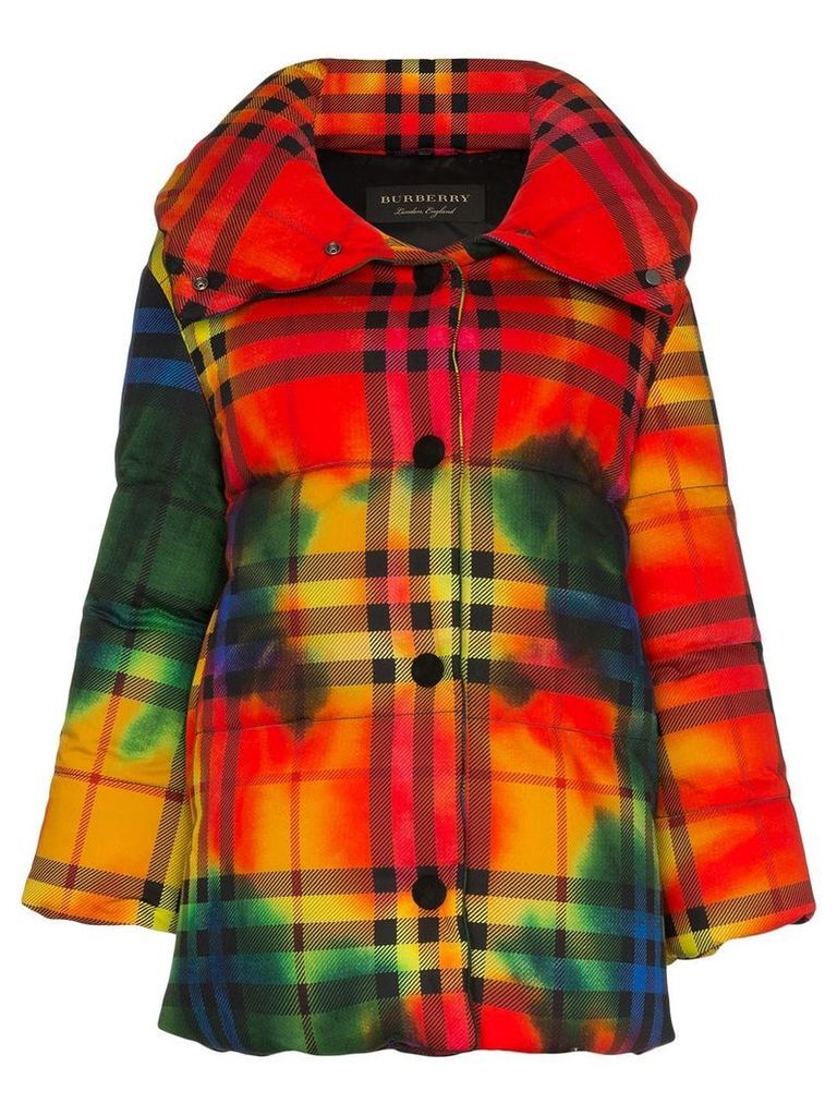 Burberry vintage check tie-dye cotton puffer jacket - Red