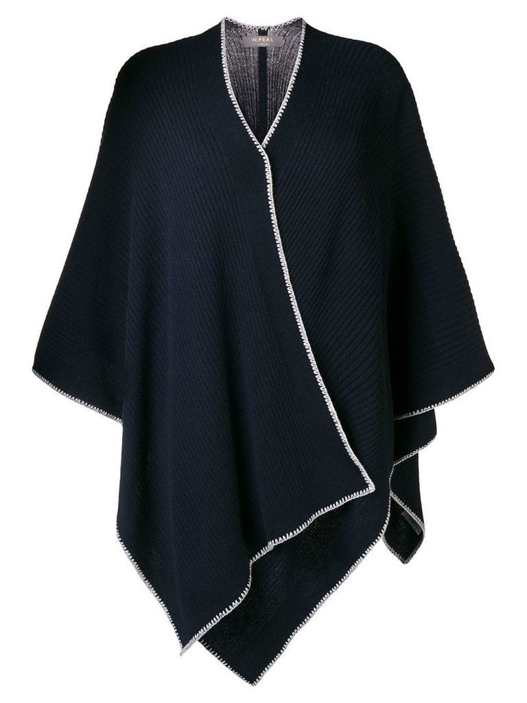 N.Peal crochet detail knitted cape - Blue