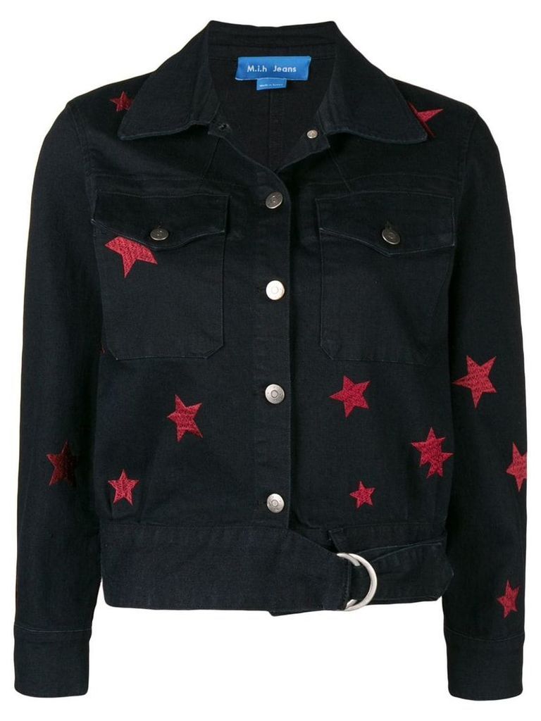 Mih Jeans Star embroidered denim jacket - Black