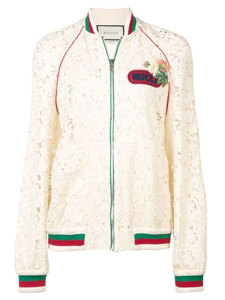 Gucci Flower lace bomber jacket - Nude & Neutrals