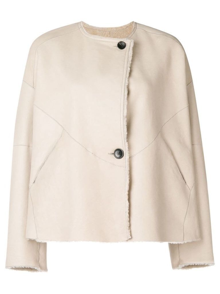 Isabel Marant reversible leather fur jacket - Neutrals