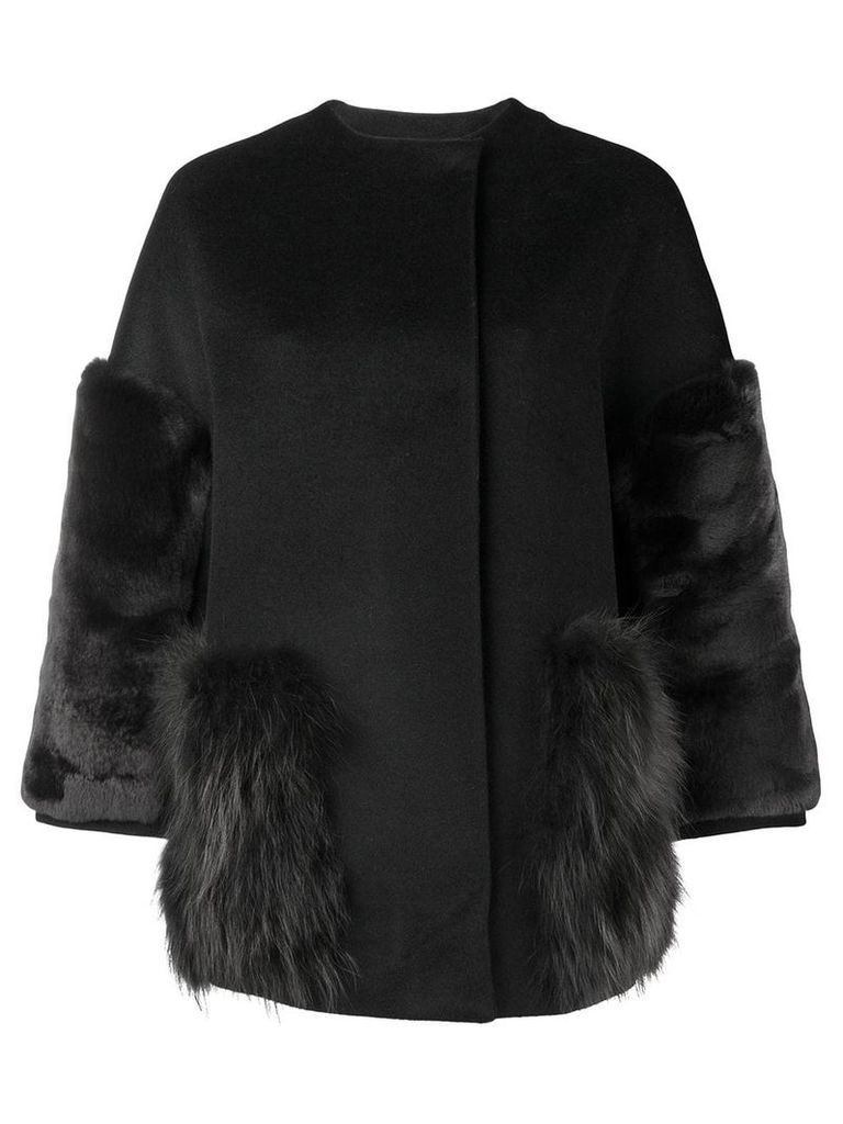S.W.O.R.D 6.6.44 fur trimmed jacket - Black