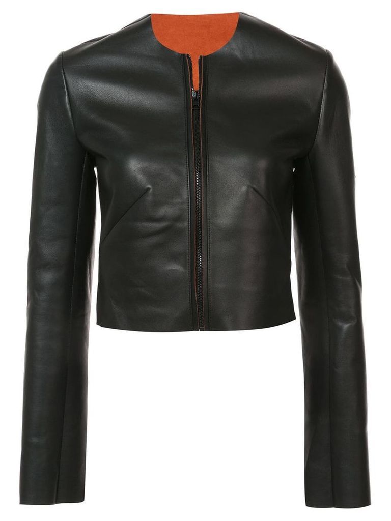 Dvf Diane Von Furstenberg collarless leather jacket - Black
