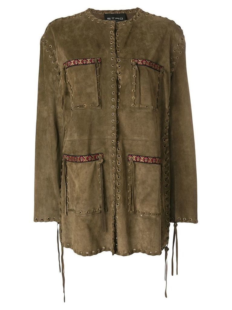 Etro woven safari jacket - Brown