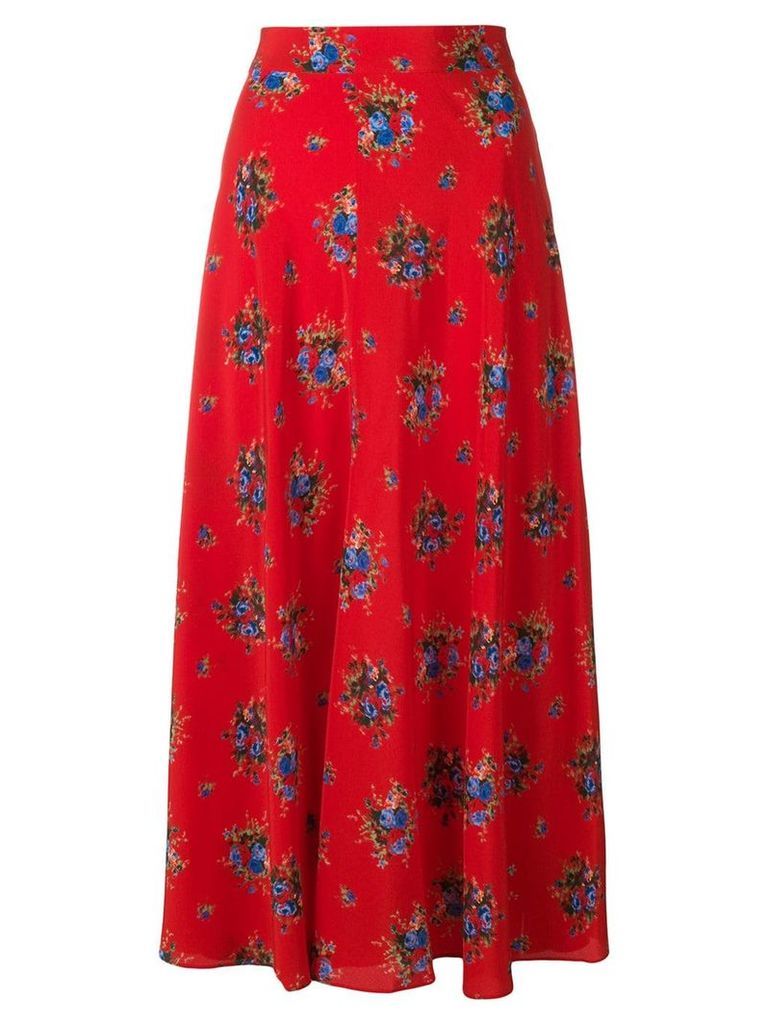 Ganni floral mid-calf skirt - Red