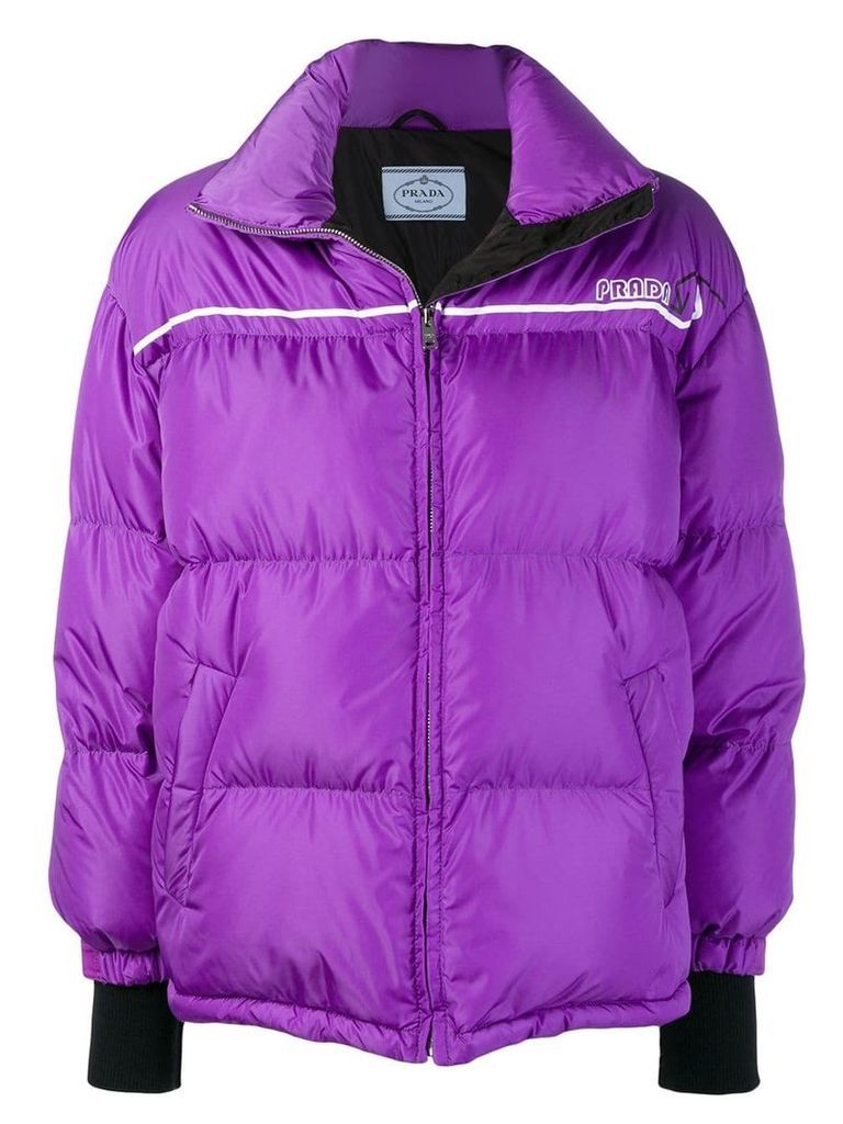 Prada wrap-front padded jacket - Purple