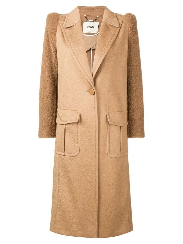 Fendi single breasted coat - Brown