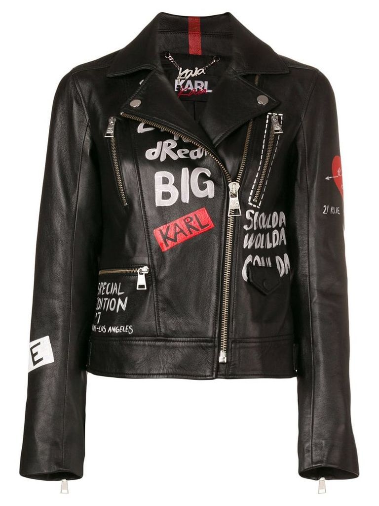 Karl Lagerfeld printed biker jacket - Black