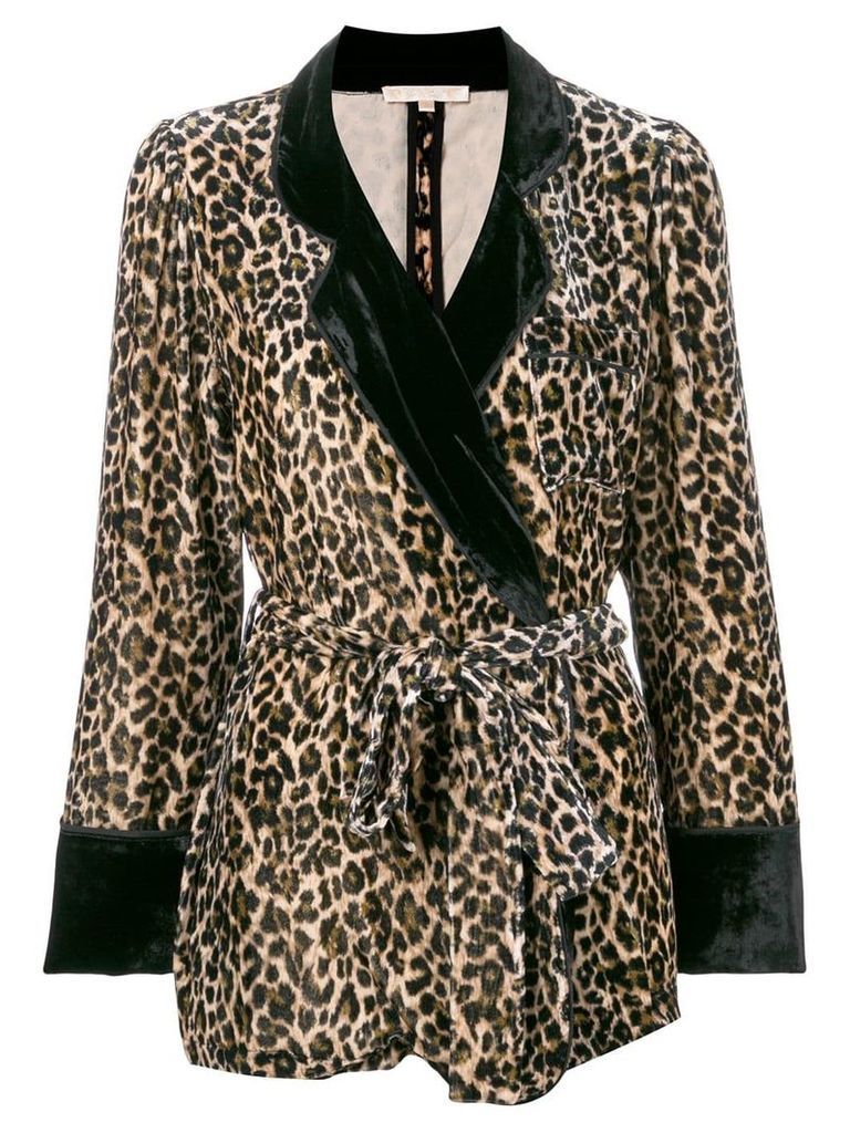 Gold Hawk leopard print velvet blazer - Brown
