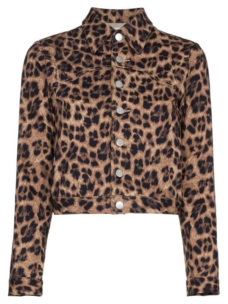 Miaou Lex leopard print cropped cotton blend jacket - Brown