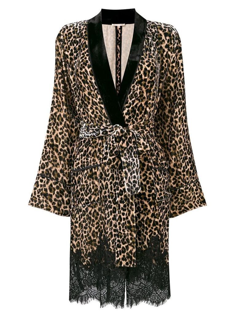 Gold Hawk leopard print velvet jacket - Brown