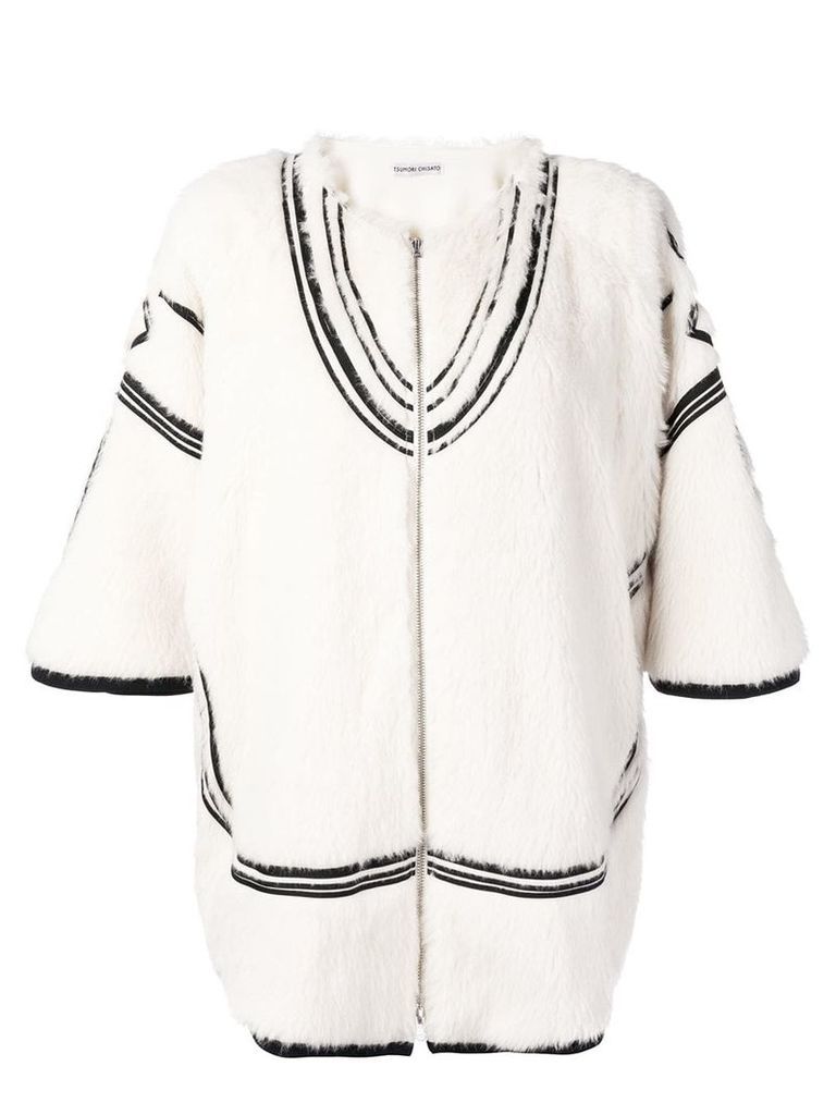 Tsumori Chisato contrast embroidery zipped jacket - White