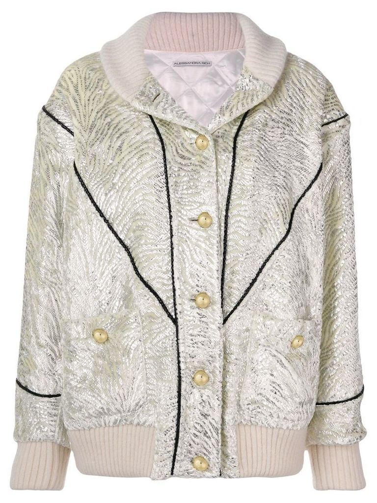 Alessandra Rich front button bomber jacket - White