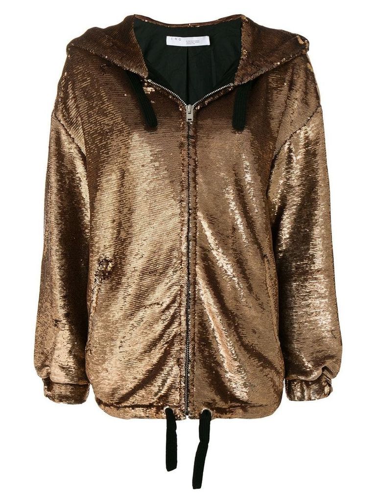 Iro metallic zipped hooded jacket - Gold
