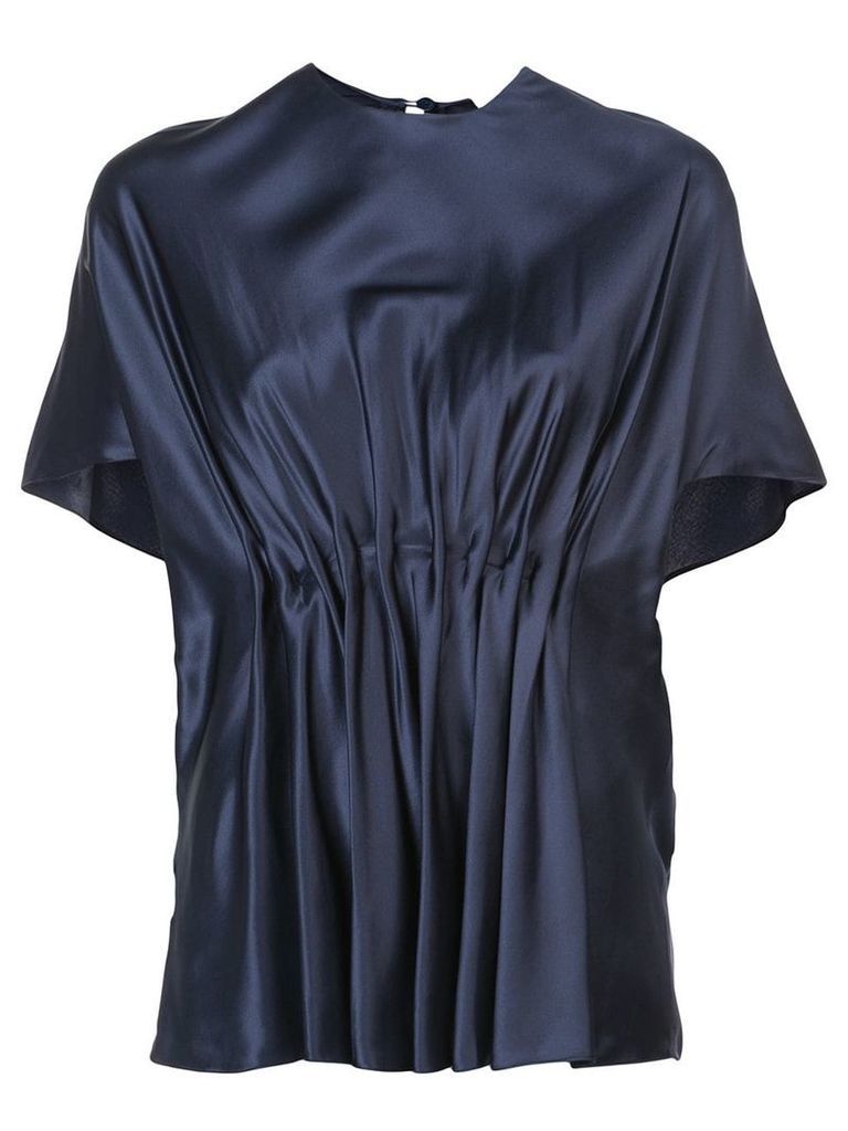 Vionnet round neck pleated blouse - Blue