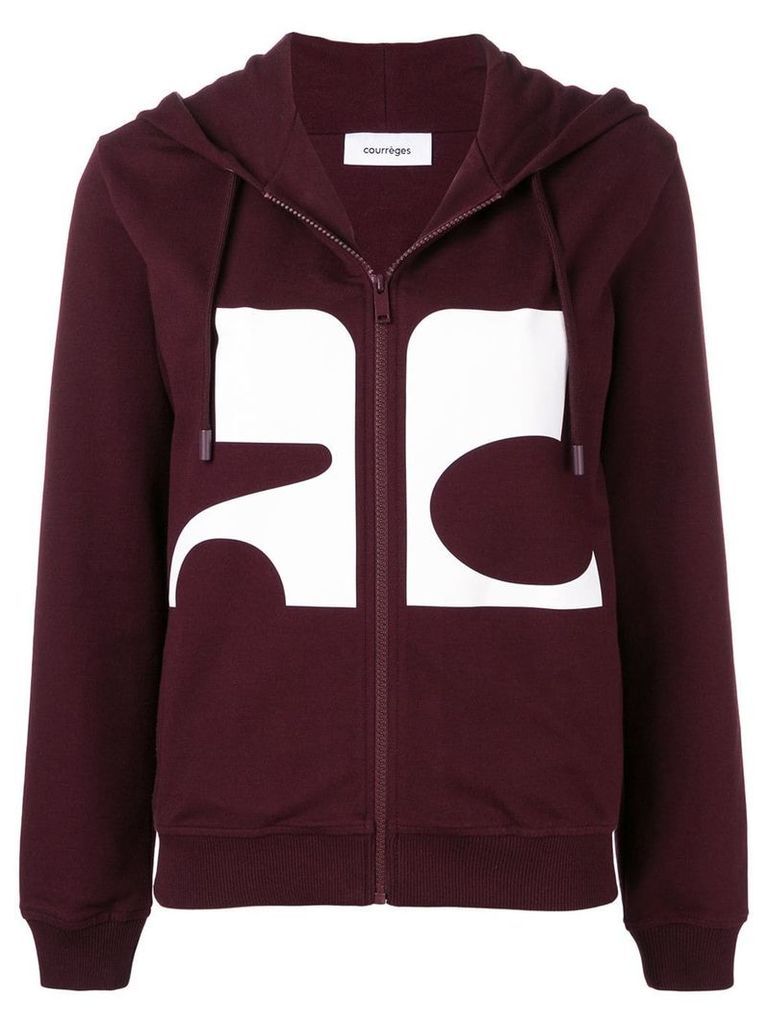 CourrÃ¨ges logo zipped hoodie - Red
