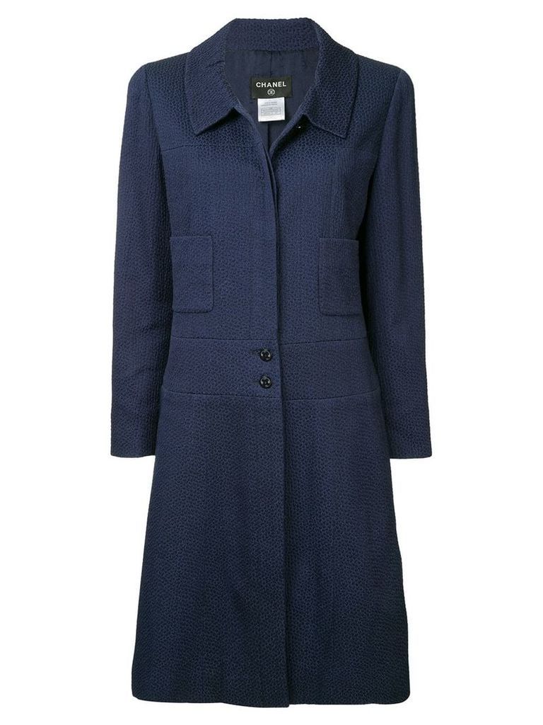 Chanel Vintage Long Sleeve Coat Jacket - Blue