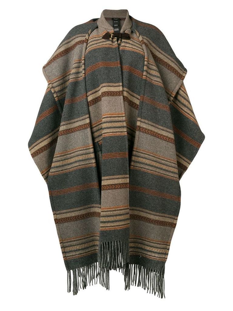 Etro striped oversized cape coat - Brown