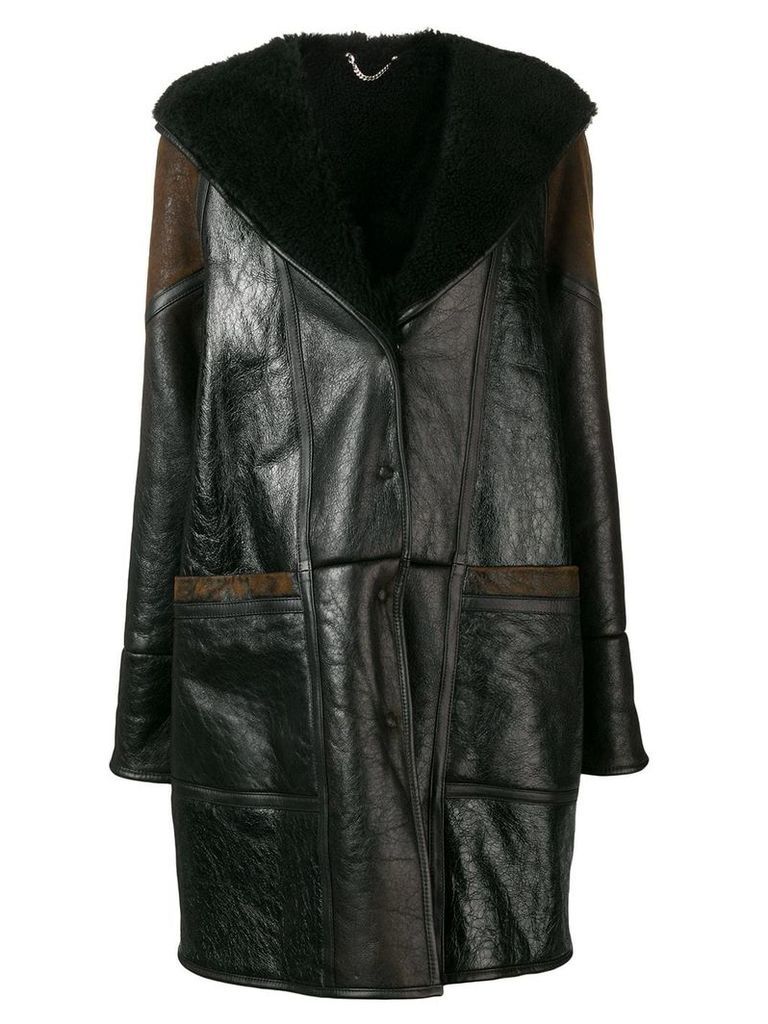 Golden Goose hooded panelled midi coat - Black
