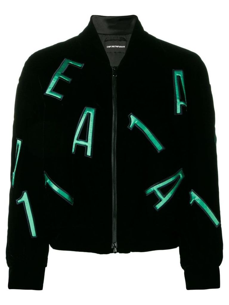 Emporio Armani letters embellished bomber jacket - Black