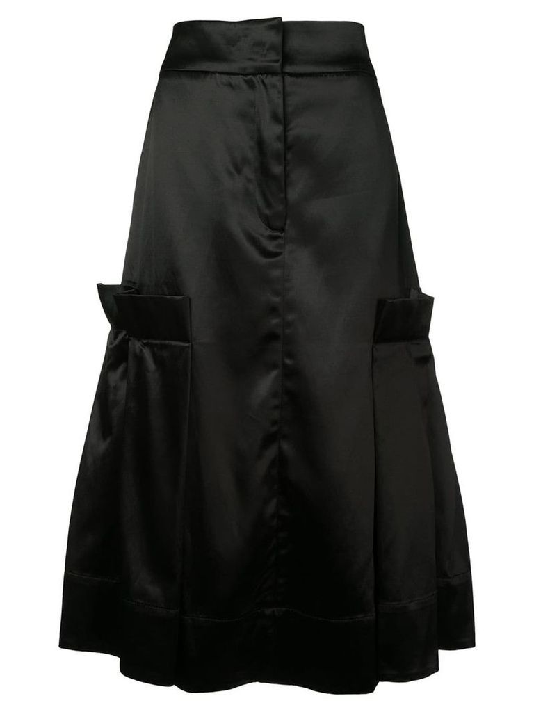 Phoebe English satin flared skirt - Black