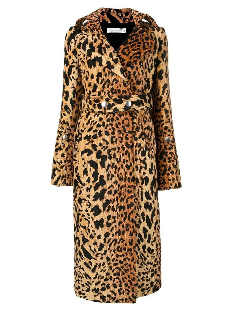Victoria Beckham leopard print trench coat - Brown