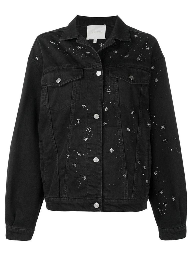 Amen bead embroidered denim jacket - Black