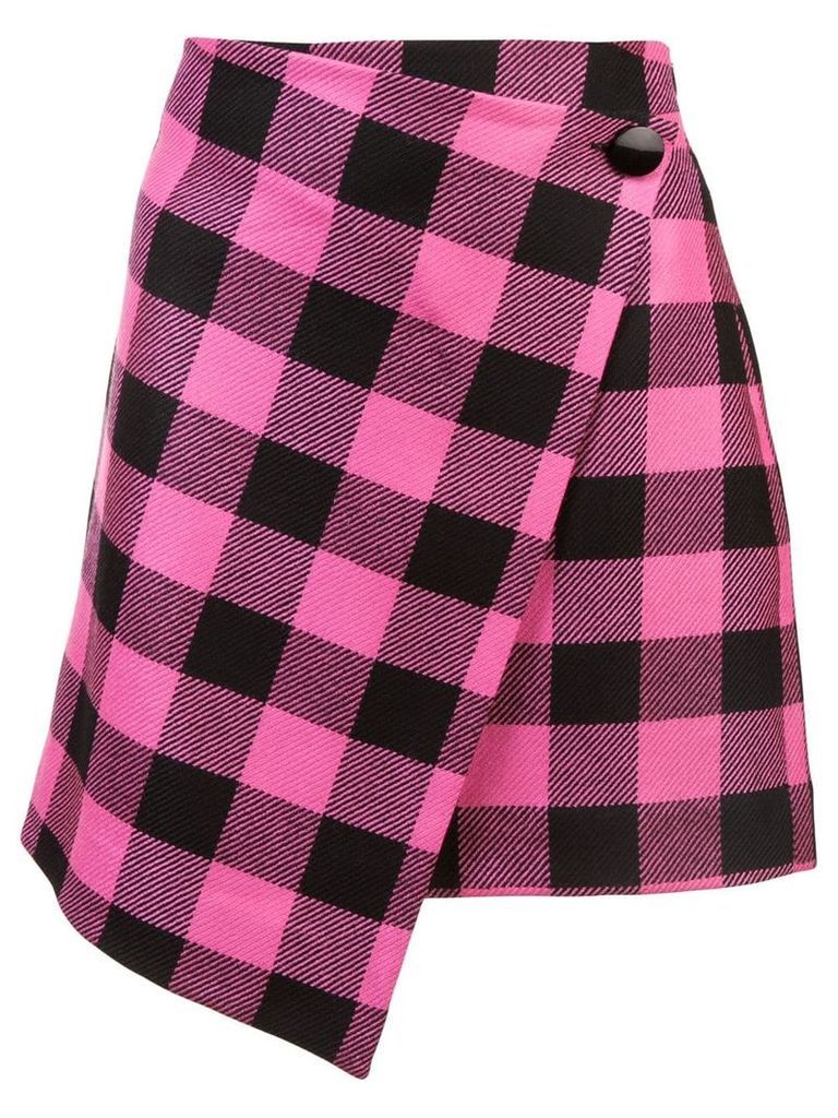 Milly asymmetric checked skirt - Pink