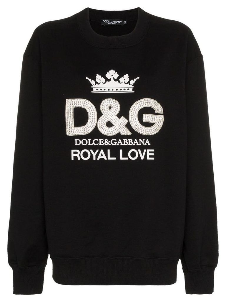 Dolce & Gabbana crystal embellished logo print jumper - Black