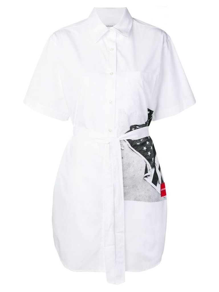 Calvin Klein Jeans flag print shirt dress - White