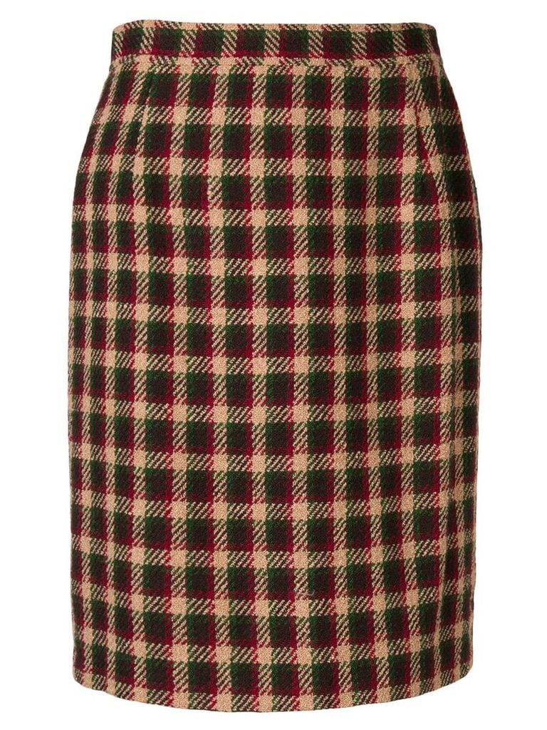 Valentino Vintage 1980's checked fitted skirt - Neutrals