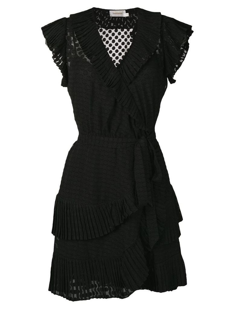 Zimmermann Plisse mini wrap dress - Black