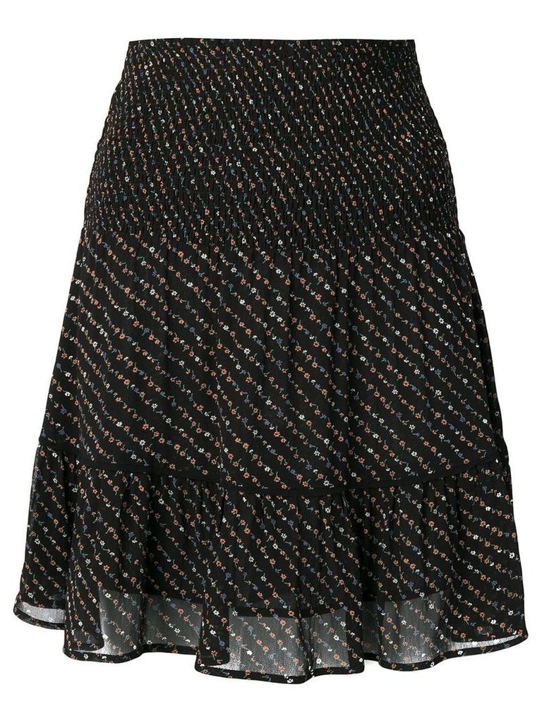 Ganni floral print a-line skirt - Black