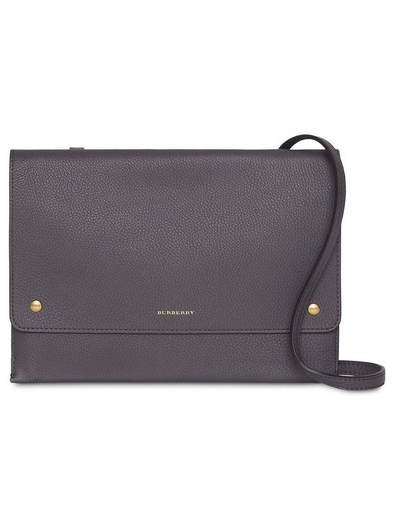Burberry Leather Pouch with Detachable Strap - Grey