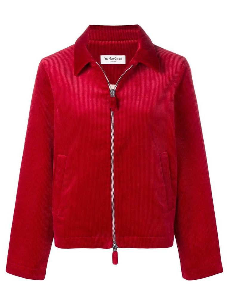 YMC zip front corduroy jacket - Red