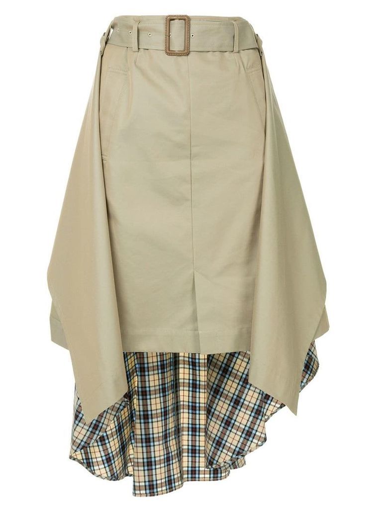 Maison Mihara Yasuhiro contrast material skirt - Brown