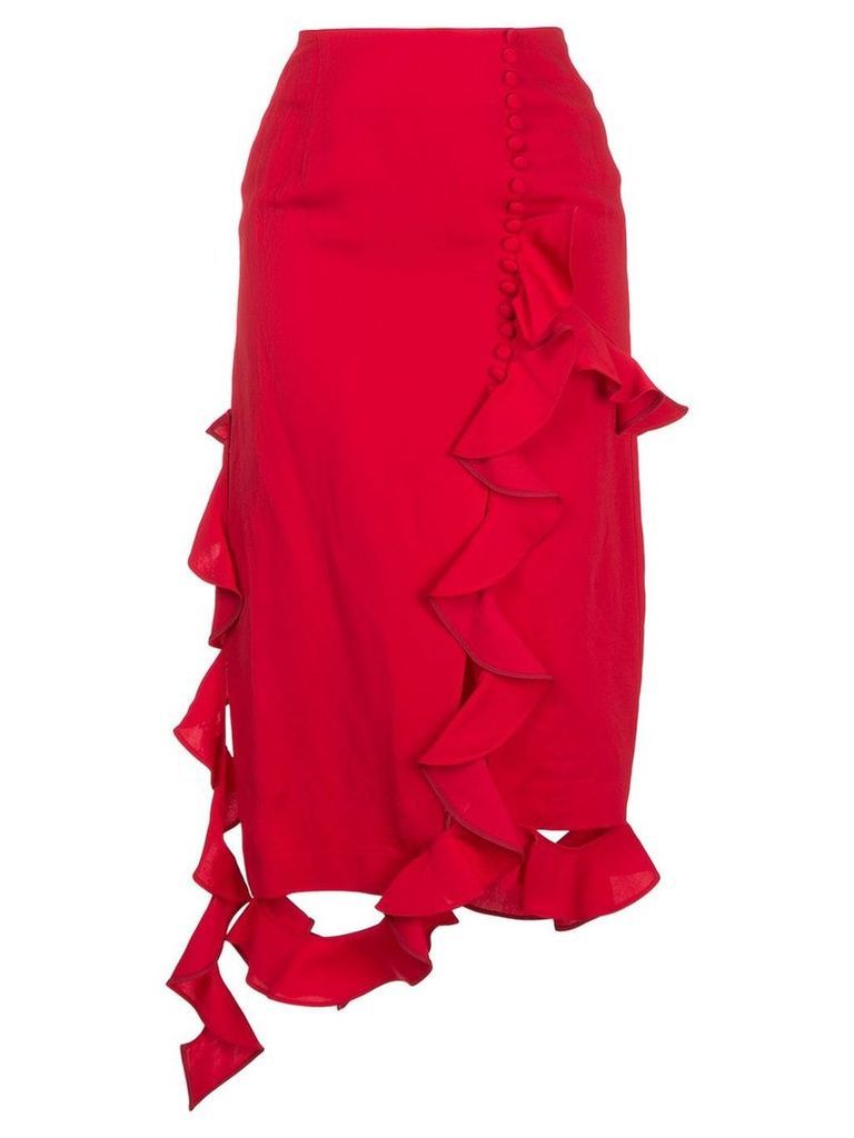 Irene asymmetric frill skirt - Red