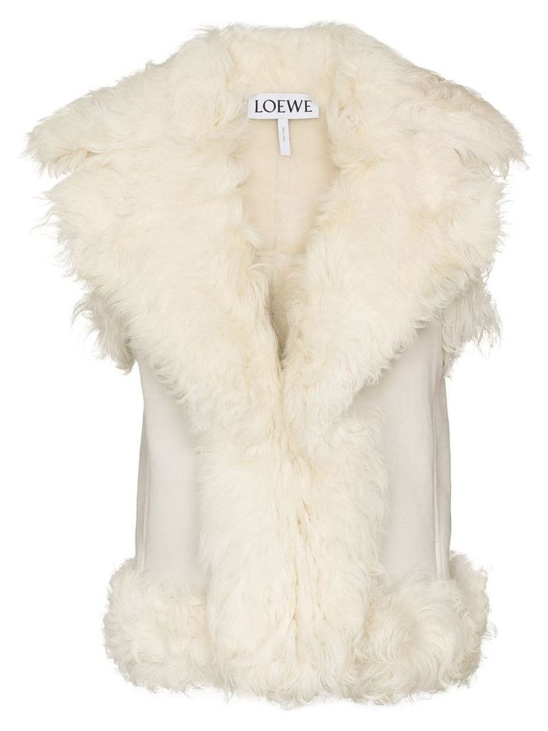 Loewe sleeveless shearling gilet coat - White