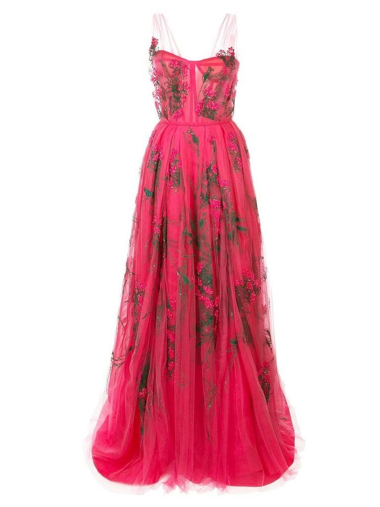 Carolina Herrera embroidered tulle gown - Pink