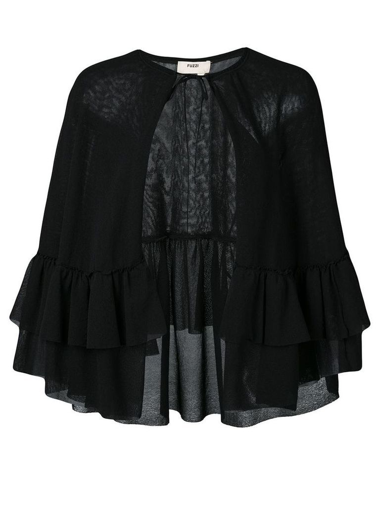 Fuzzi sheer cape jacket - Black