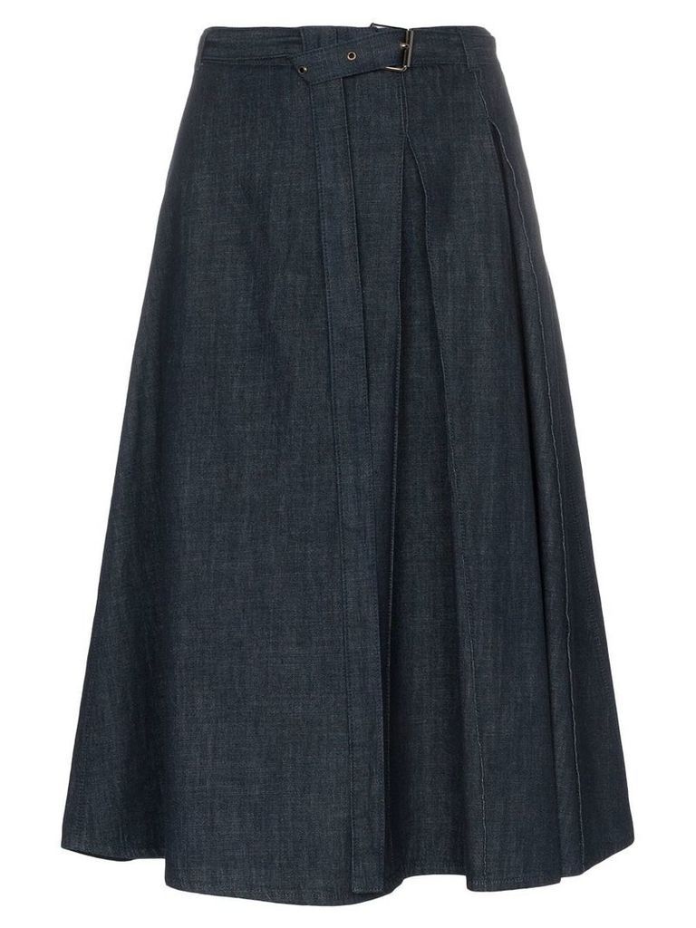 Marni denim belted side pleat skirt - Blue