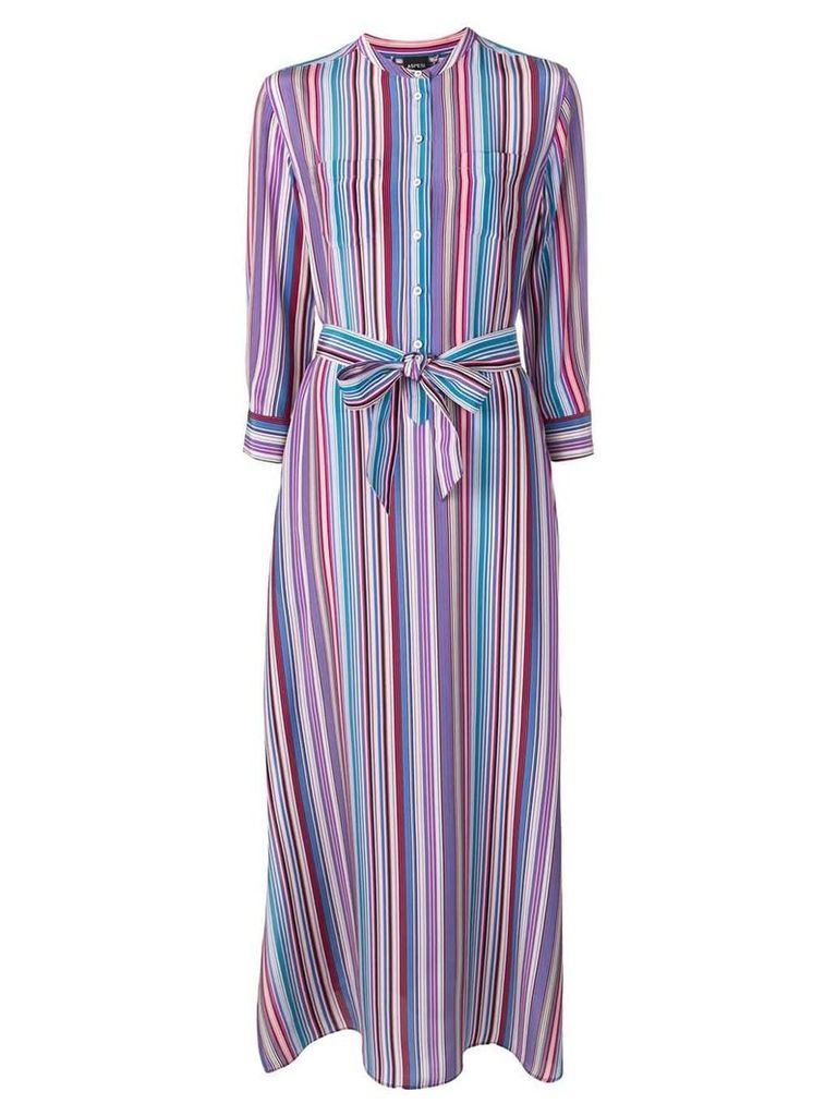 Aspesi striped long belted dress - Purple