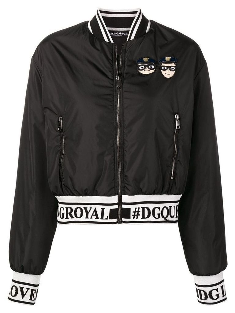 Dolce & Gabbana designer patch bomber jacket - Black