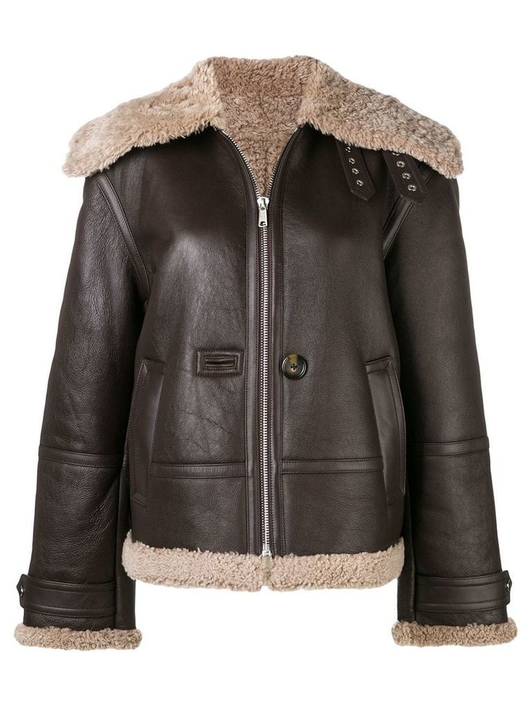 Helmut Lang shearling leather jacket - Brown
