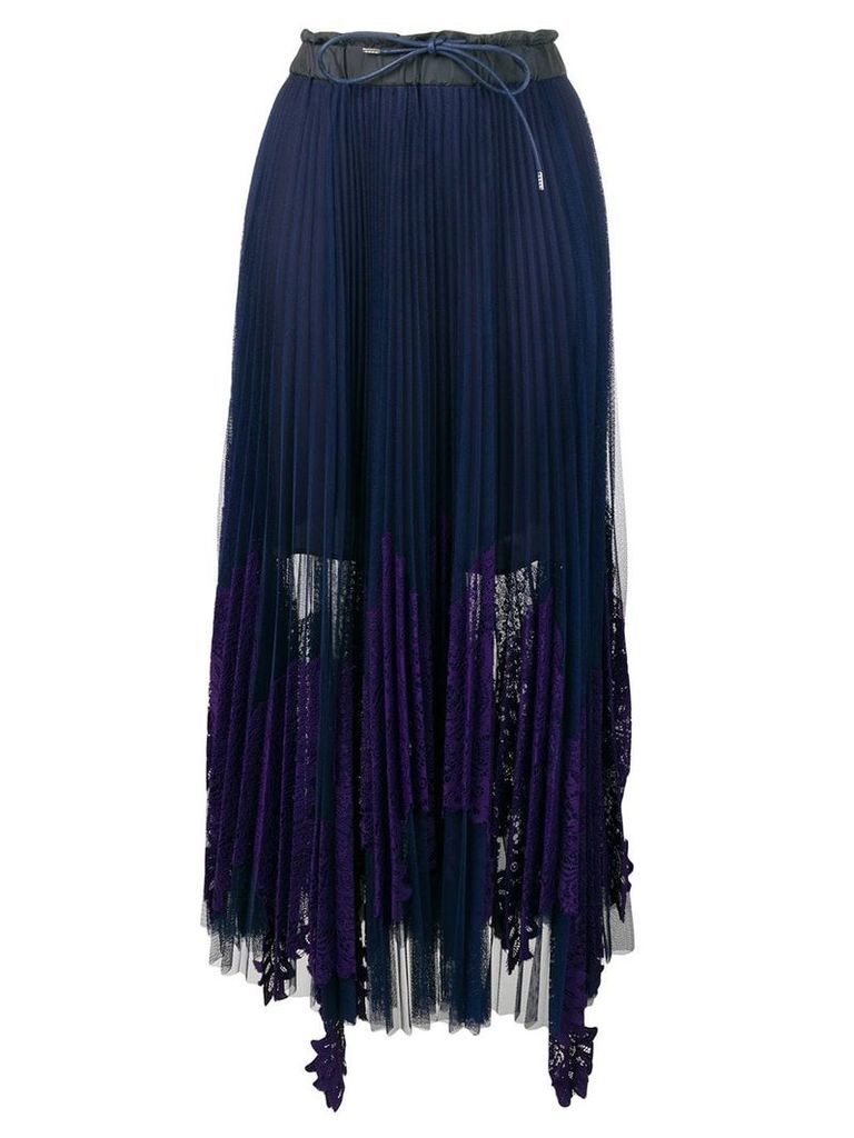 Sacai Pleated Lace Skirt - Blue