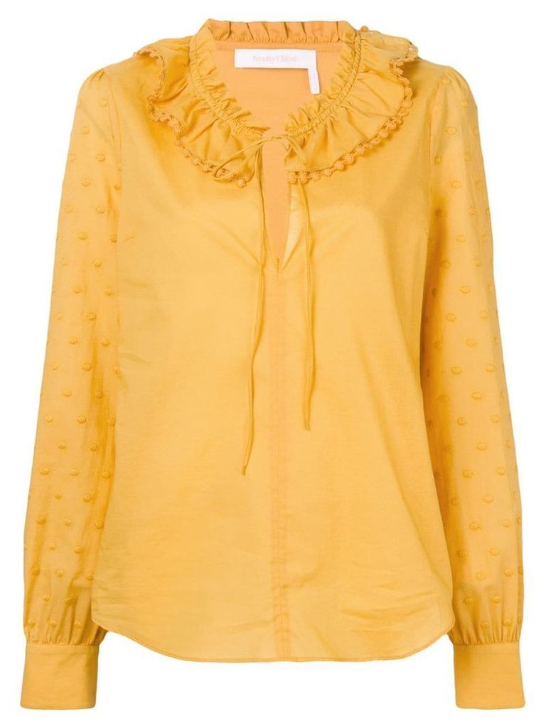 See By Chloé ruffle neck shirt - Yellow