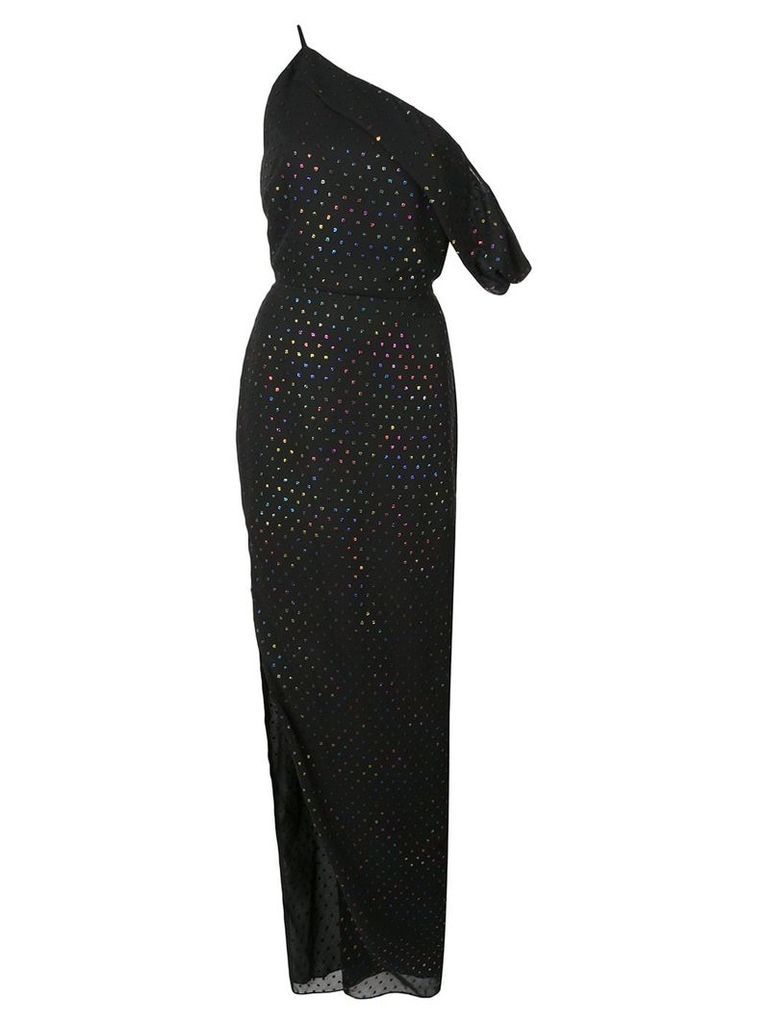 Michelle Mason asymmetric polka dot gown - Black