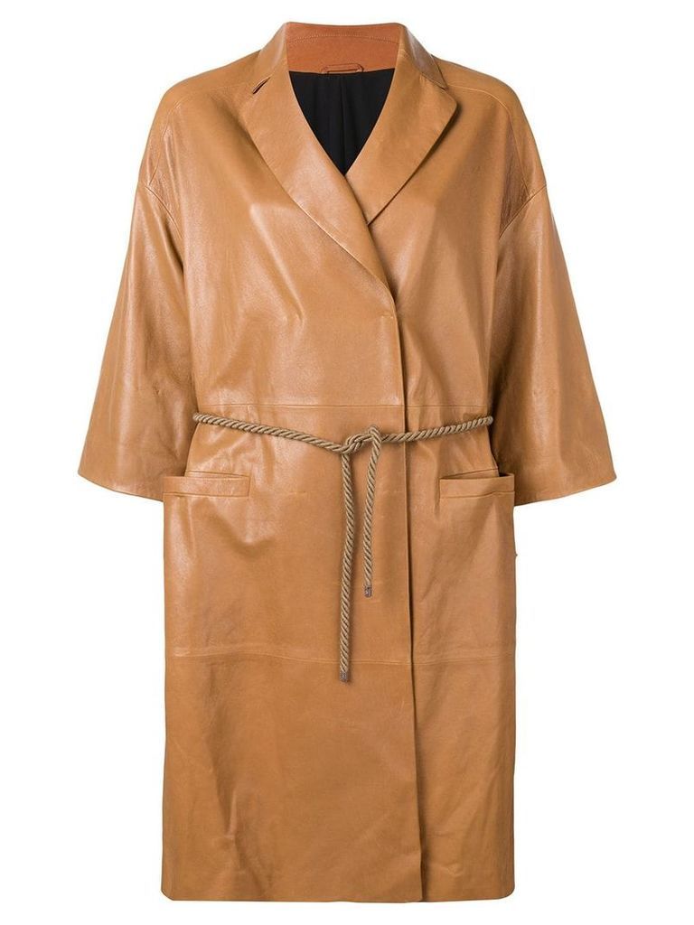 Brunello Cucinelli wrap-around coat - Brown